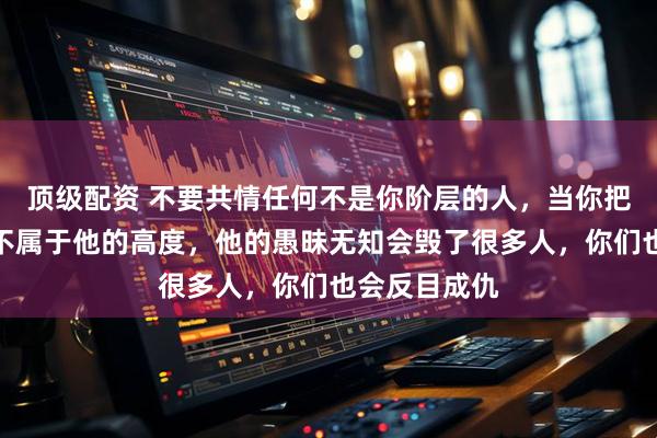 顶级配资 不要共情任何不是你阶层的人，当你把一个人带到不属于他的高度，他的愚昧无知会毁了很多人，你们也会反目成仇